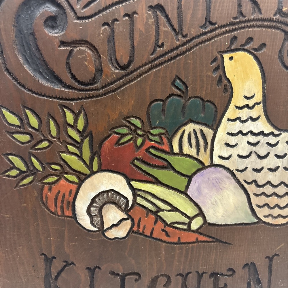 Vintage Country Kitchen Carved Hand Painted Decor Vegetables Mushroom Chicken - Picture 7 of 14